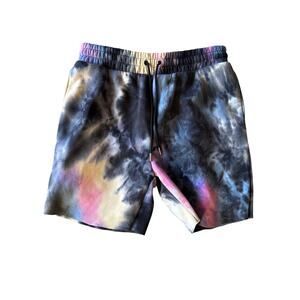 Streetwear Society Black Blue Pink Tie Dye XL Cutoff Drawstring Sweat Shorts